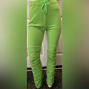 Lime Green Ruched Joggers